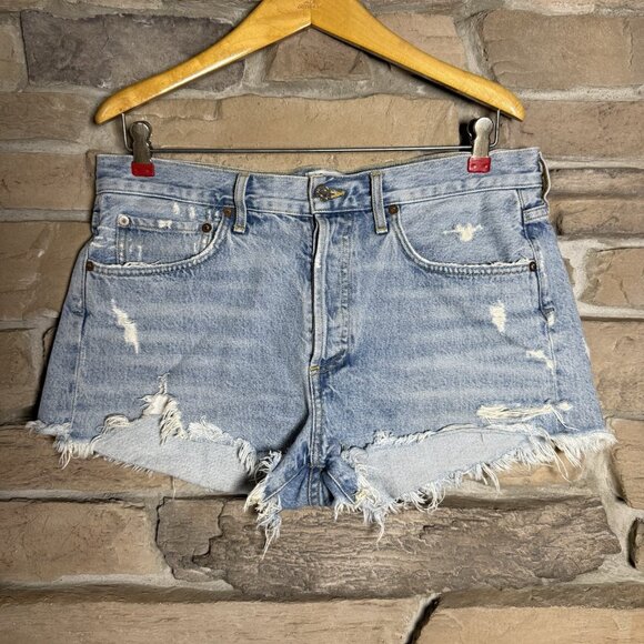 Agolde Denim Shorts Women’s 28 Blue Parker Vintage Cutoff Distressed Button Fly - Picture 1 of 10